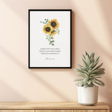 Romans 1213 Floral Bible Verse Wall Art Poster with Watercolor Sunflowers, Modern Christian Wall Art, Kitchen Scripture Wall Art Decor