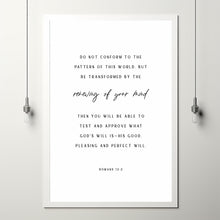 Romans 12:2 'Do Not Be Conformed' Bible Verse Scripture Poster | Transformative Christian Gift