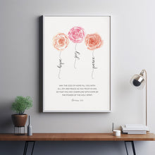 Romans 1513 May the God of Hope Floral Christian Scripture Wall Art, Cute Nursery Bible Verse  with Watercolor Flowers