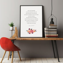 Romans 83839 For I Am Convinced Modern Bible Verse Poster Wall Art, Pink Watercolor Floral Christian Scripture Poster