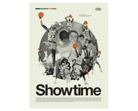 SHOWTIME LAKERS Inspired Art Print Poster - 18 x 24 Lithograph, Los Angeles Lakers, Mid-Century Modern, Swiss, Basketball, Magic Johnson 1288407216