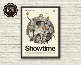 SHOWTIME LAKERS Inspired Art Print Poster - 18 x 24 Lithograph, Los Angeles Lakers, Mid-Century Modern, Swiss, Basketball, Magic Johnson 1177976718