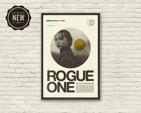 STAR WARS ROGUE One Inspired Poster, Andor, Diego Luna, Felicity Jones, Art Print - Mid-Century Modern, Black and white, Poster 1309644093
