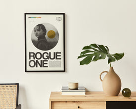 STAR WARS ROGUE One Inspired Poster, Andor, Diego Luna, Felicity Jones, Art Print - Mid-Century Modern, Black and white, Poster 1309644093