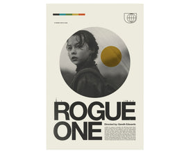 STAR WARS ROGUE One Inspired Poster, Andor, Diego Luna, Felicity Jones, Art Print - Mid-Century Modern, Black and white, Poster 1309644093