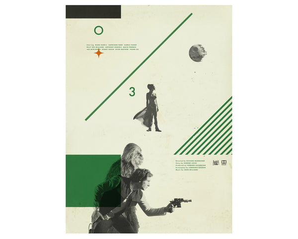 STAR WARS Return of the Jedi 40th Anniversary Diptych Art Print Poster Set - 18x24, MidCentury Modern, Luke Skywalker, Darth Vader 1469415085