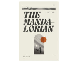 STAR WARS The MANDALORIAN Inspired Poster, Pedro Pascal, The Child, Grogu, Art Print - Mid-Century Modern, Black and white, Poster 1452684813