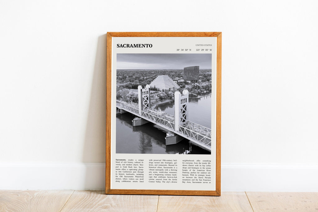 Sacramento California Wall Art Poster Sacramento California Black