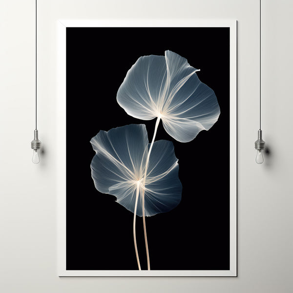 Ethereal Dark Botany X-Ray Photo Poster - Minimalist Floral Wall Art - Mysterious Botanical Print for Modern Home Decor - Gift for her