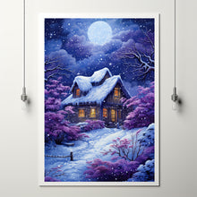 Christmas Wall Art - Enchanting Snowing House Poster for Festive Holiday Decor