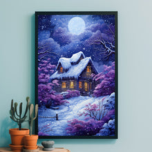 Christmas Wall Art - Enchanting Snowing House Poster for Festive Holiday Decor