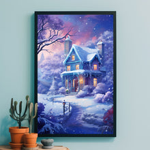 Christmas Wall Art - Enchanting Snowing House Poster for Festive Holiday Decor