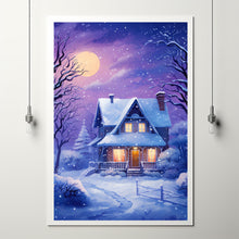 Winter Poster - Snowing House Wall Art Print for Cozy Seasonal Decor - Christmas Wall Art Gifft