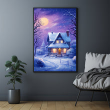 Winter Poster - Snowing House Wall Art Print for Cozy Seasonal Decor - Christmas Wall Art Gifft