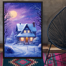 Winter Poster - Snowing House Wall Art Print for Cozy Seasonal Decor - Christmas Wall Art Gifft