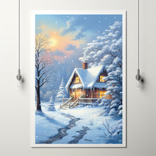 Winter Wonderland Poster - Snowing House Wall Art Print, Captivating Winter Scene for Cozy Home Decor