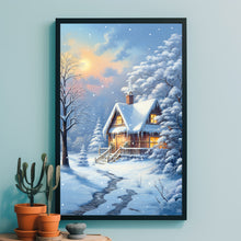 Winter Wonderland Poster - Snowing House Wall Art Print, Captivating Winter Scene for Cozy Home Decor