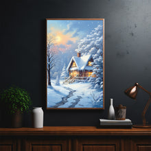 Winter Wonderland Poster - Snowing House Wall Art Print, Captivating Winter Scene for Cozy Home Decor