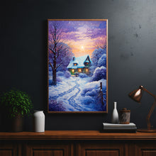 Serene Christmas Home in Winter Forest Poster - Cozy Winter Retreat Art, Ideal Gift for Christmas and Winter Enthusiasts