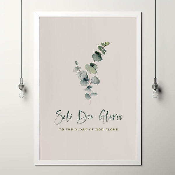 Soli Deo Gloria Wall Art | Elegant Glory Poster | Perfect Christian Gift with Foliage Decor