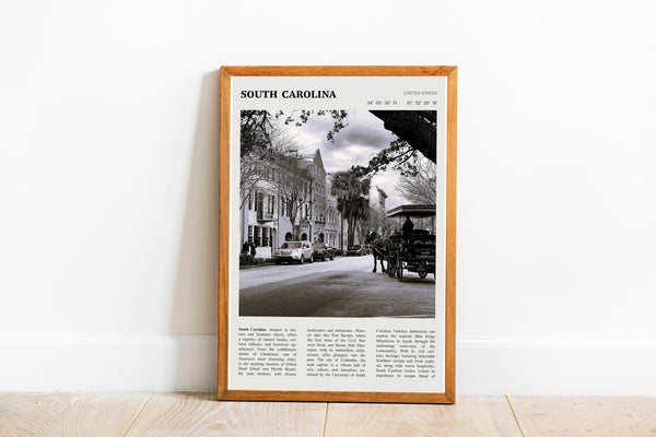 South Carolina Wall Art  Poster South Carolina Black White Poster  Poster Art Gift 1695057243
