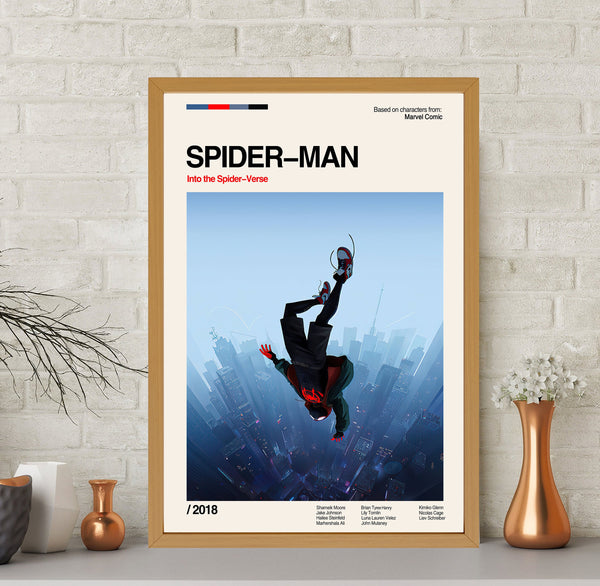 Spider Man Into The Spider-Verse Poster, Minimalist Poster, Midcentury Art Print, Wall Decor, High Quality, Custom Poster, Gifts For Him
