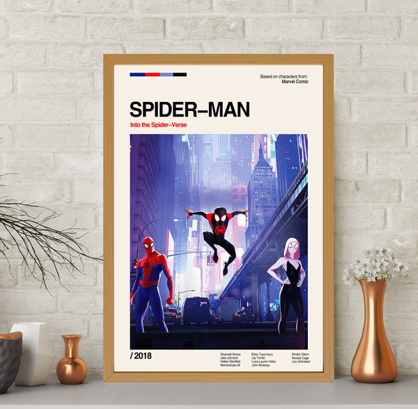 Spider Man Into The Spider-Verse Poster, Spider Man Poster, Movie Poster, Minimalist Art, Midcentury Art, Vintage Poster, Wall Decor