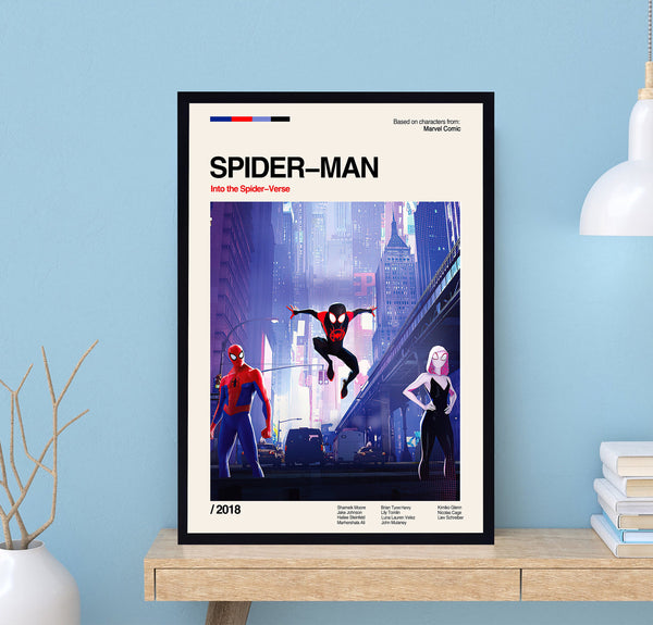 Spider Man Into The Spider Verse Poster, Marvel Print, Retro Poster, Midcentury Art, Minimalist Art, Vintage Poster, Movie Print, Wall Decor 1721726644
