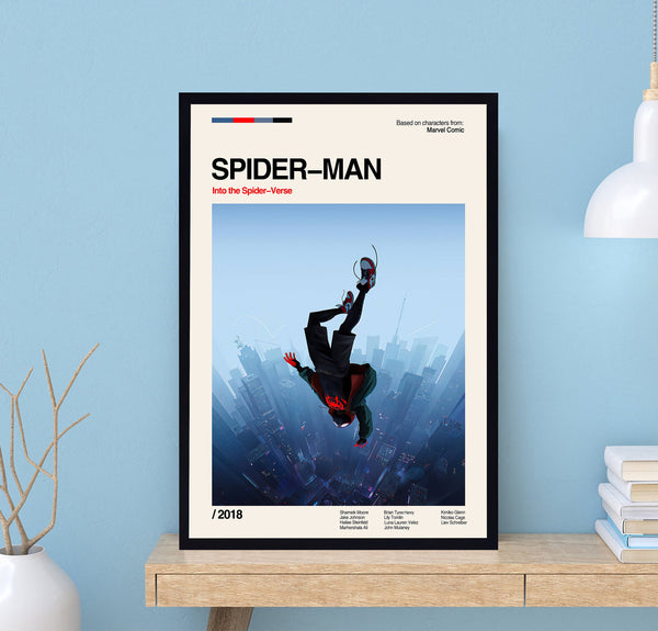 Spider Man Into The Spider Verse, Marvel Poster, Retro Poster, Midcentury Art, Minimalist Art, Vintage Poster, Movie Print, Wall Decor 1721725940