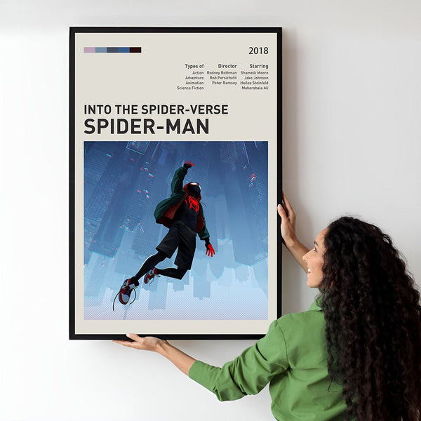 Spider Man Into the Spider Verse Movie Poster  Minimalist  Midcentury Poster  Wall Art Print  Retro Movie Poster 1730013204 - Copy