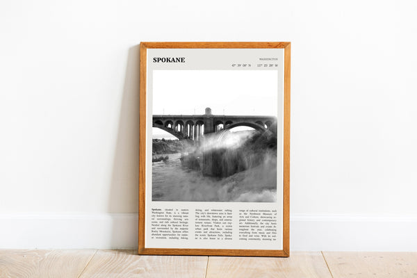 Spokane Washington Wall Art  Poster Spokane Washington  Black White Poster  Poster Art Gift 1684434874