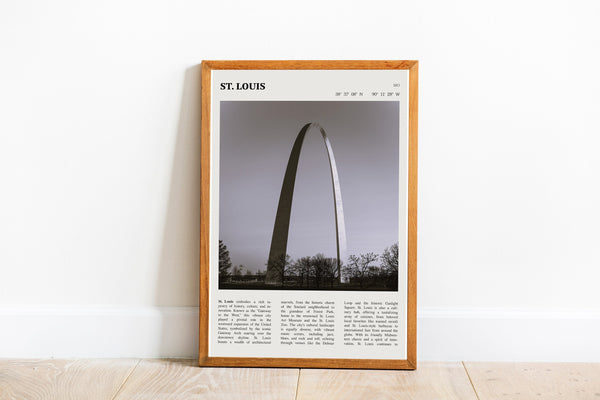 St. Louis Missouri Wall Art  Poster St. Louis Missouri Black White Poster  Poster Art Gift 1685460614