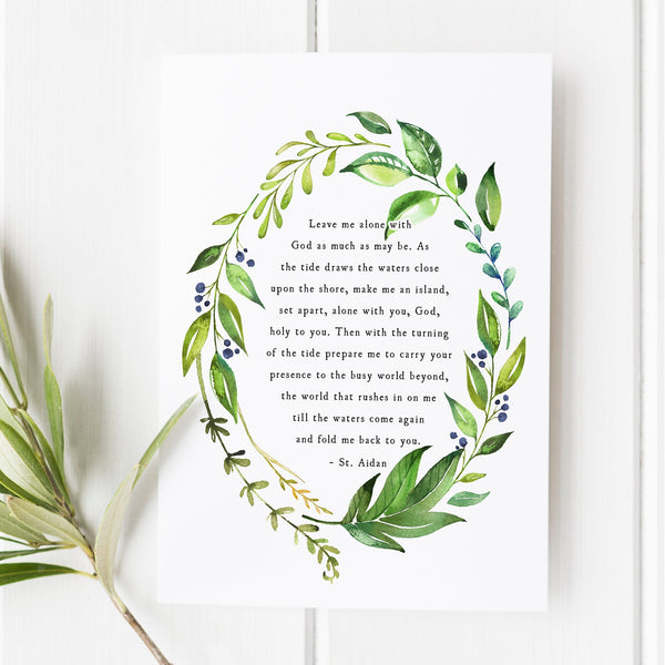 St Aidan - Leave Me Alone With God - Scripture Art - Christian Gifts - Bible verse print - Bible verse wall art - Catholic Gifts 1657063395