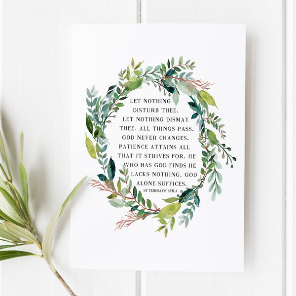 St Teresa of Avila - Let Nothing Disturb Thee - Scripture Art - Christian Gifts - Bible verse print - Bible verse wall art - Catholic Gifts 1641123008