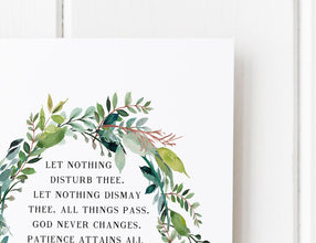 St Teresa of Avila - Let Nothing Disturb Thee - Scripture Art - Christian Gifts - Bible verse print - Bible verse wall art - Catholic Gifts 1641123008