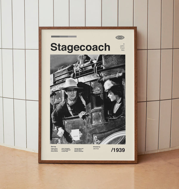 Stagecoach 1939 Vintage Movie Poster - John Wayne John Ford - Minimalist Midcentury Wall Art Print 1578601970