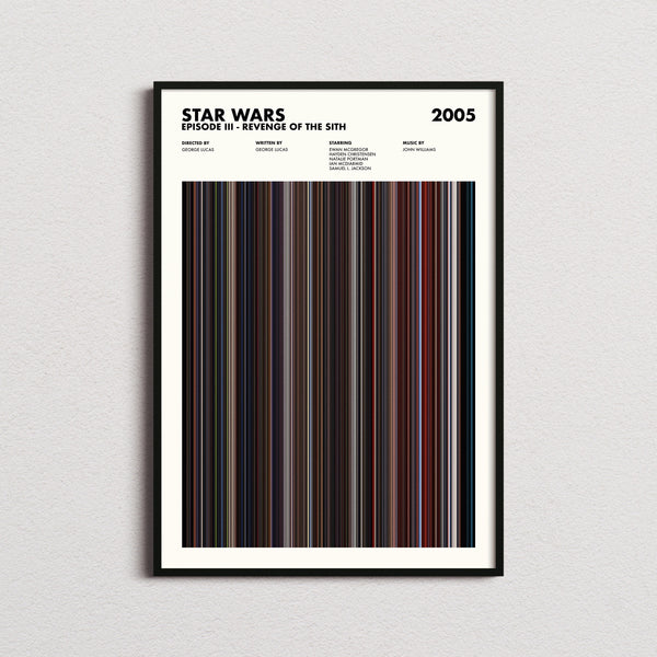 Star Wars Episode 3 Revenge Of The Sith Movie Barcode Print, Revenge Of The Sith Print, Revenge Of The Sith Poster, Star Wars Poster 1617487476