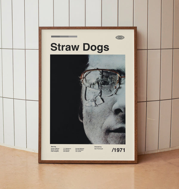 Straw Dogs Vintage Movie Poster - Dustin Hoffman - Minimalist Midcentury Wall Art Print 1560553281
