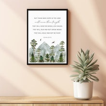 Strength ISAIAH 4031 Poster Watercolor Mountains Scripture Poster Bible Verse Wall Art Christian Home Decor