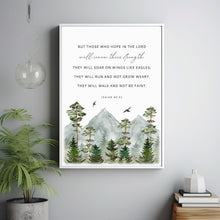 Strength ISAIAH 4031 Poster Watercolor Mountains Scripture Poster Bible Verse Wall Art Christian Home Decor