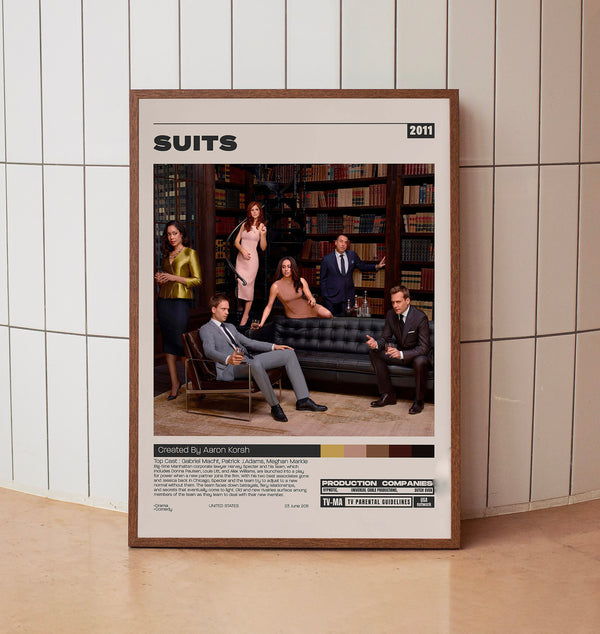 Suits Poster, Aaron Korsh, Minimalist Tv Series, Vintage Retro Art Print, Film Poster