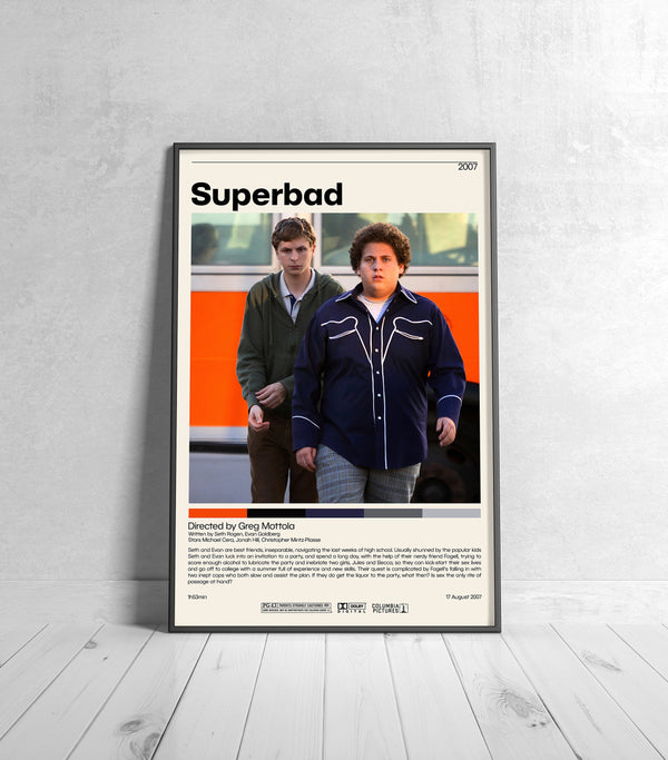 Superbad Poster  Greg Mottola, Minimalist Movie Poster, Vintage Retro Art Print, Custom Poster, Wall Art Print, Home Decor 1229942207