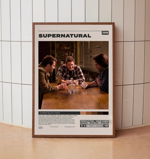Supernatural Poster, Eric Kripke, Minimalist Tv Series, Vintage Retro Art Print