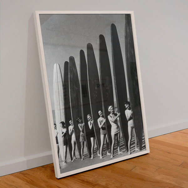 Surfers Girls Beach Wall Art Vintage Black and White Photograph Woman Sea Vintage Antique Poster Fine Art Poster Art Gift 1557924771