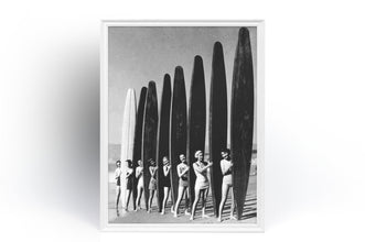 Surfers Girls Beach Wall Art Vintage Black and White Photograph Woman Sea Vintage Antique Poster Fine Art Poster Art Gift 1557924771