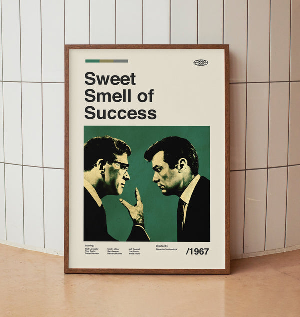 Sweet Smell of Success Vintage Minimalist Movie Poster - Burt Lancaster Tony Curtis -  Midcentury Wall Art Print