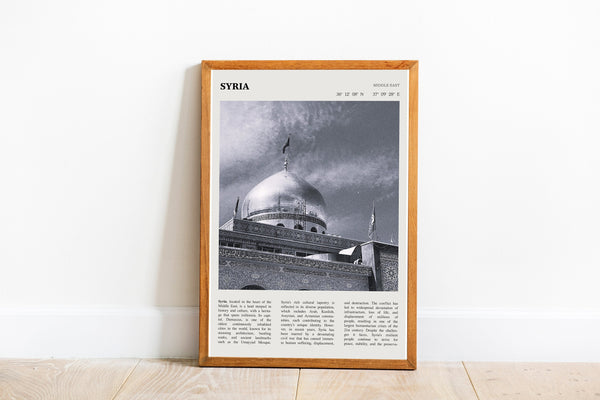 Syria Print Middle East Wall Art Poster Syria Middle East Aleppo Black White Poster  Poster Art Gift 1687878322