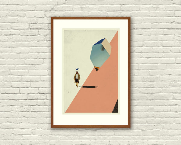 THE BIG LEBOWSKI - Coen Brothers Inspired Poster, Art Print - Abstract Minimalist Shapes, Collage, Cut Paper, Coral, Blush, Fine Art 561187532