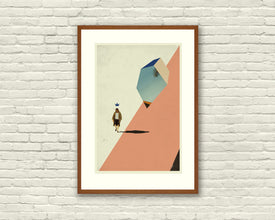 THE BIG LEBOWSKI - Coen Brothers Inspired Poster, Art Print - Abstract Minimalist Shapes, Collage, Cut Paper, Coral, Blush, Fine Art 561187532