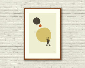 THE EMPIRE ABSTRACT - Star Wars, Boba Fett Inspired Poster - Mid Century Modern Art Print Series, cut paper collage, vintage, shapes 267040744